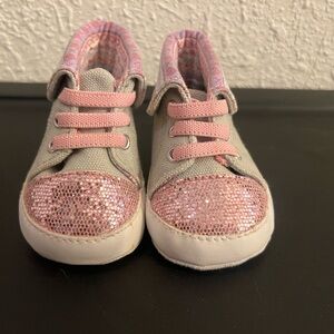 0-3 mo Pink and Gray Kids Sneakers
